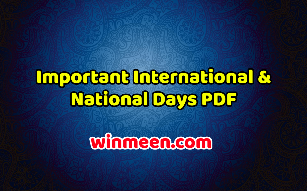 Important International & National Days PDF WINMEEN